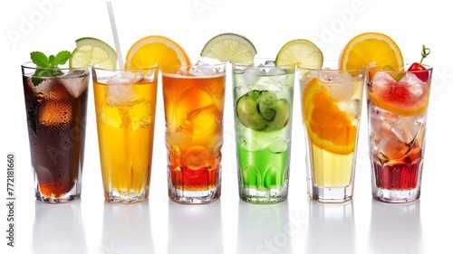 Assortment of Vibrant and Refreshing Cocktail Drinks on a Table