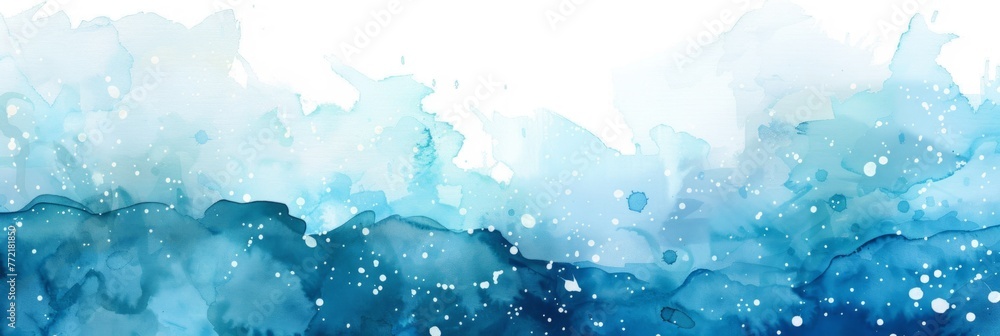 Captivating Watercolor Fluid Abstraction in Shimmering Aquamarine Hues - obrazy, fototapety, plakaty 