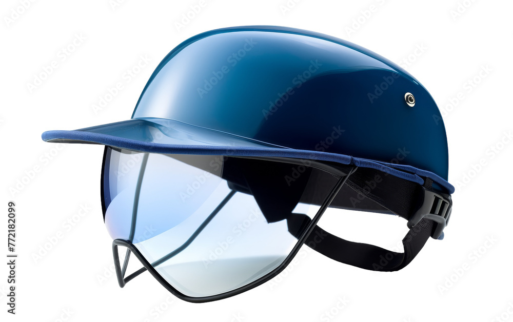 Naklejka premium A striking blue helmet topped with a sleek visor, ready for adventure