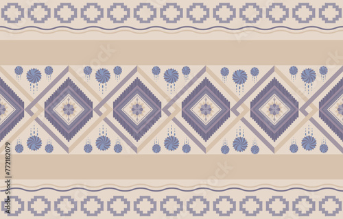 Ikat Handmade borders beautiful pastel art. Navajo chevron seamless pattern in tribal, folk embroidery, Mexican Aztec geometric art ornament print. Design for carpet, wrapping, fabric, cover, textile