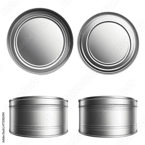 realistic empty tin can and without sardine tin font view on Isolated transparent background png. generated with AI 