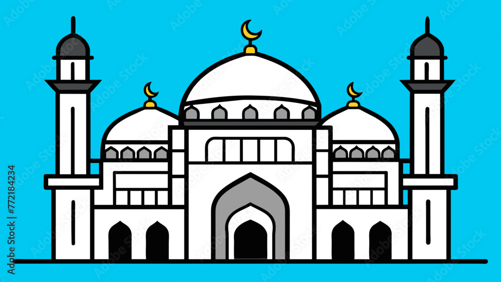 Exquisite Hand-Drawn Mosque Illustration Vector Art for Captivating Designs