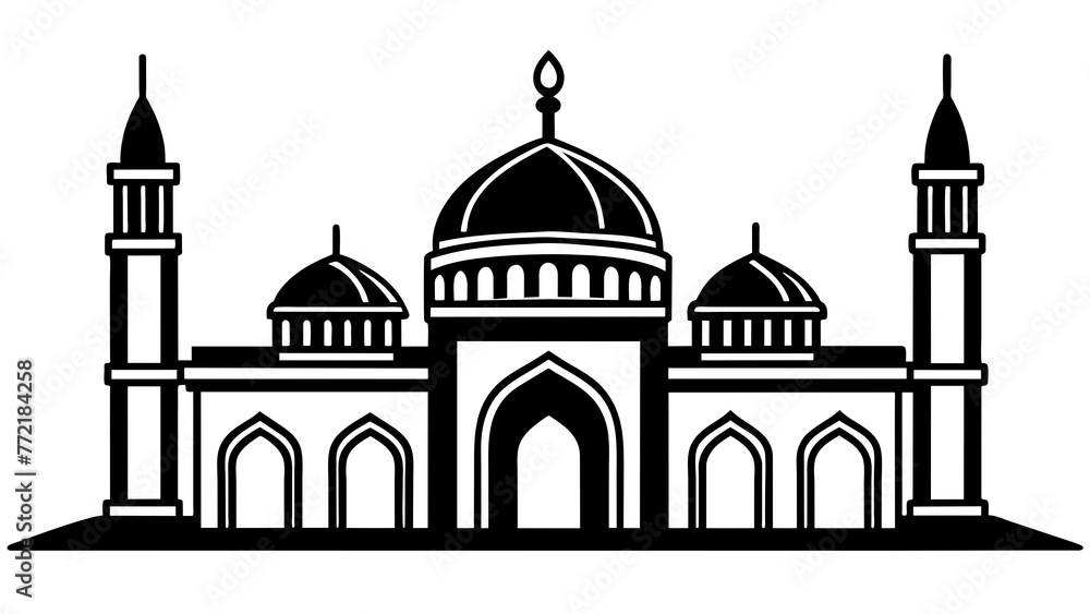 Exquisite Hand-Drawn Mosque Illustration Vector Art for Captivating Designs