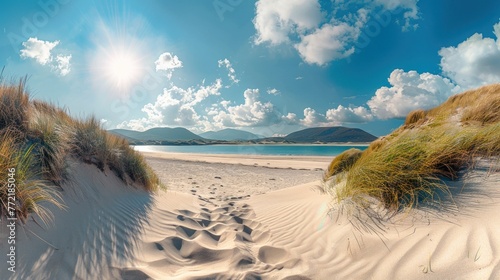 Panoramic view of sand dunes in summer.AI generated image