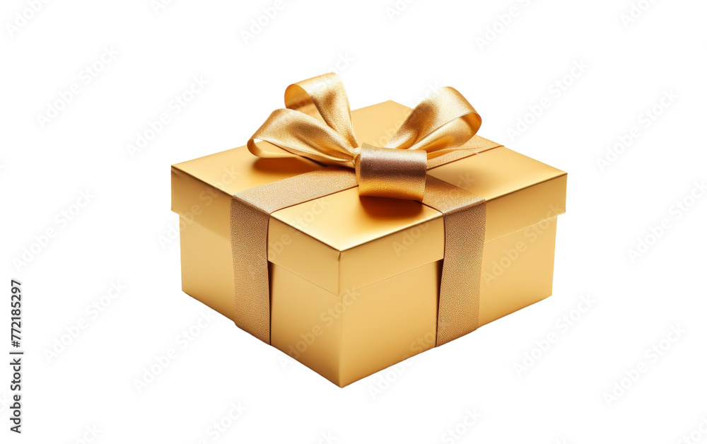 A luxurious gold gift box adorned with a festive bow A luxurious gold gift box adorned with a festive bow