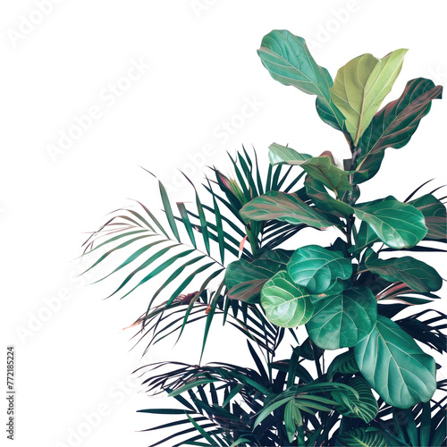 Terrestrial plant with green leaves on a transparent background