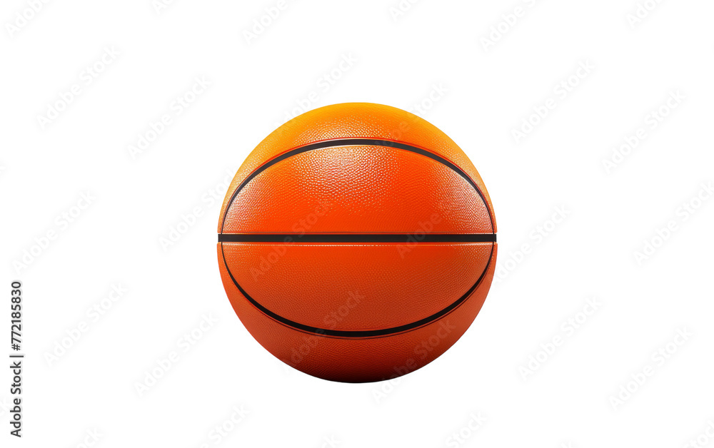 An orange basketball stands out against a stark white background
