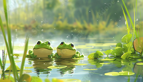 feeling froggy. lets jump in the pond together a sunny day for you and me photo