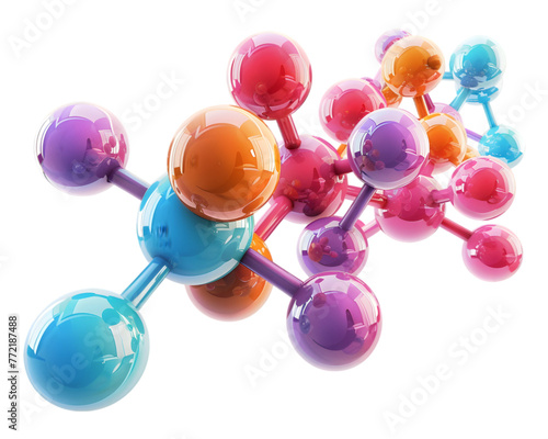 3d render illustration of molecule on white transparent background