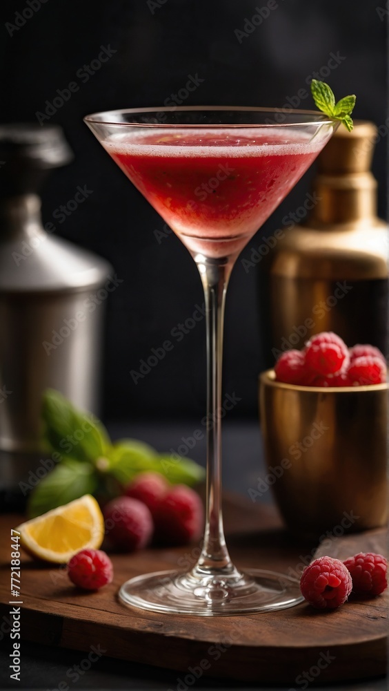 Serving French Martini Cocktail at the bar. Serving French Martini Cocktail at the bar.