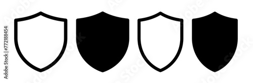 Shield and Protection Icon Set. Defense and Security Guarantee Symbols.