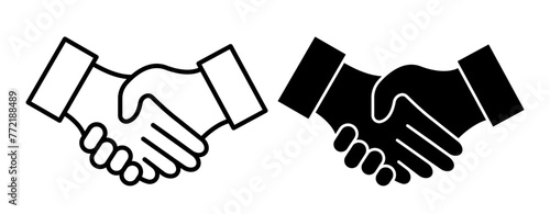 Business Handshake and Partnership Icon Set. Collaborate Agreement and Alliance Hand Shake Symbols.