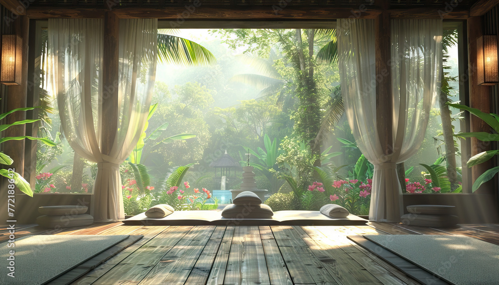 Wellness Retreat: Yoga Classes and Spa Treatments in Bali - obrazy, fototapety, plakaty 