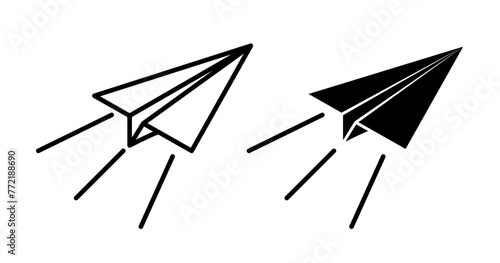 Paper Plane and Aeroplane Icons. Lightweight Aircraft and Messaging Symbols.