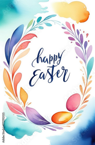 Happy Easter colorful paint lettering.