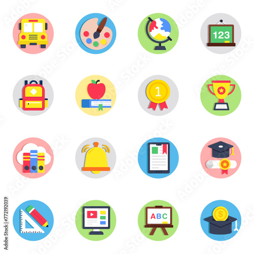 Set of Learning Flat Icons