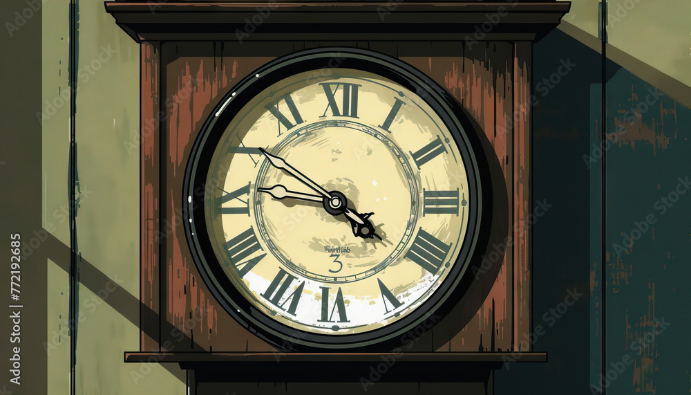 The old clock on the mantelpiece ticked away the seconds, marking the passage of time. japan The old clock on the mantelpiece ticked away the seconds, marking the passage of time. japan