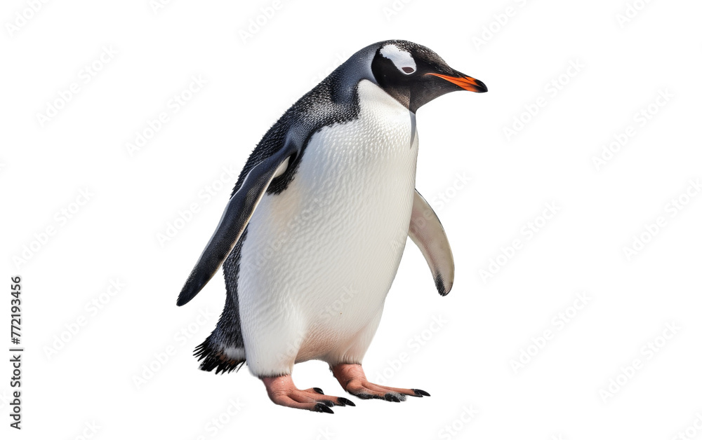 A penguin stands tall on hind legs, showcasing a rare moment of balance and agility A penguin stands tall on hind legs, showcasing a rare moment of balance and agility