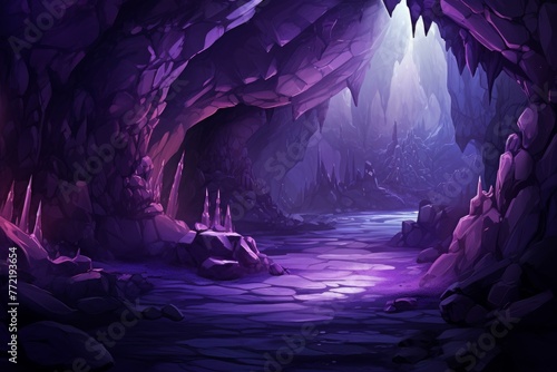 Vibrant Purple cave rock stone. Natural beauty. Generate Ai © juliars