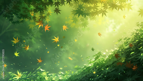 The rustling of leaves in the wind created a peaceful rhythm in the forest. japan 