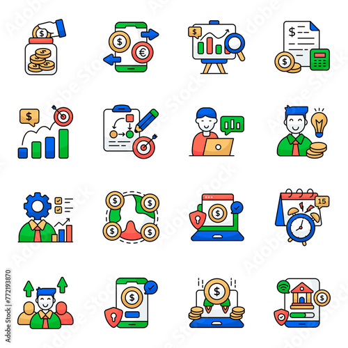 Set of Investment Flat Icons 

