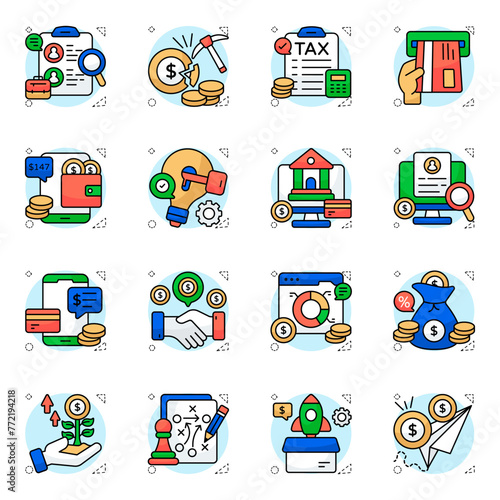 Set of Business and Finance Flat Icons 

