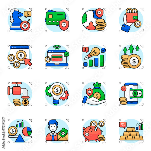 Set of Finance and Economy Flat Icons 

