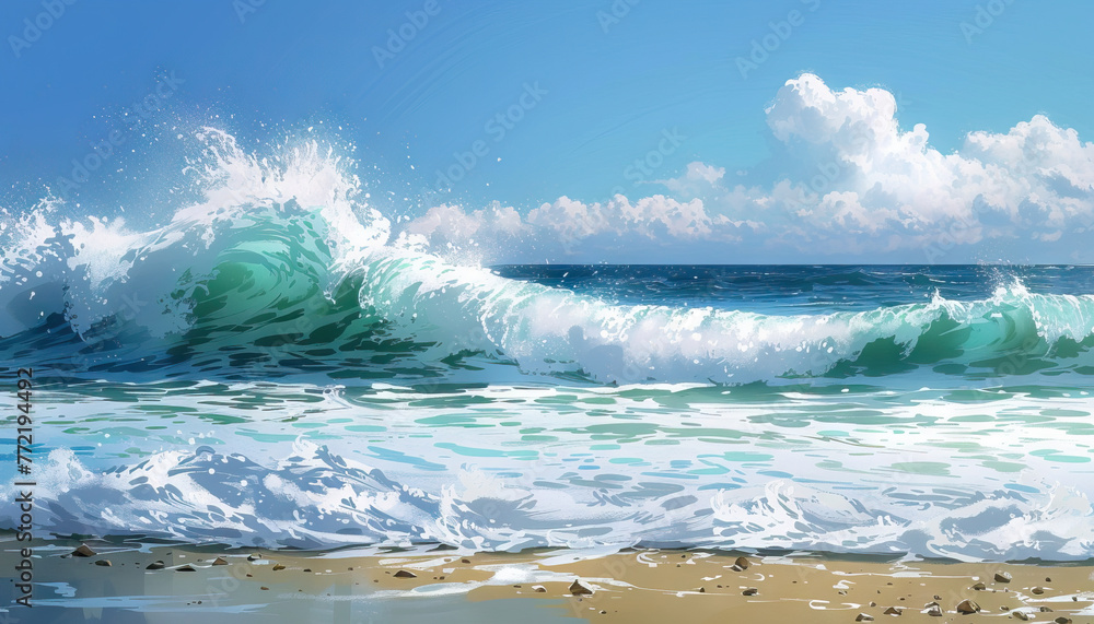 Obraz premium The distant sound of waves crashing against the shore was a soothing melody.