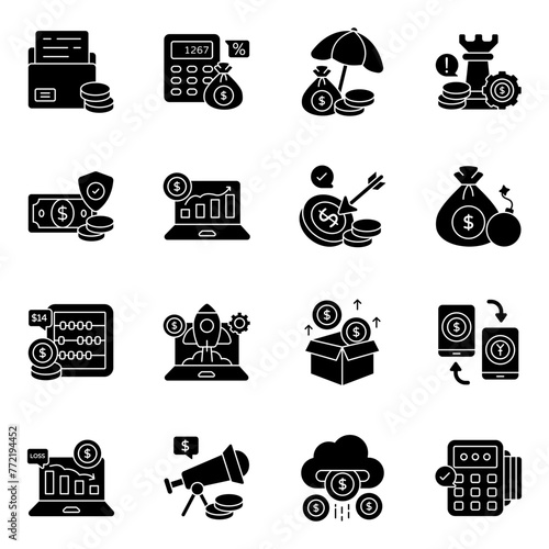 Set of Finance Solid  Icons 

