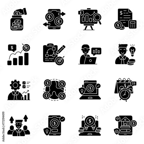 Set of Investment Solid Icons 

