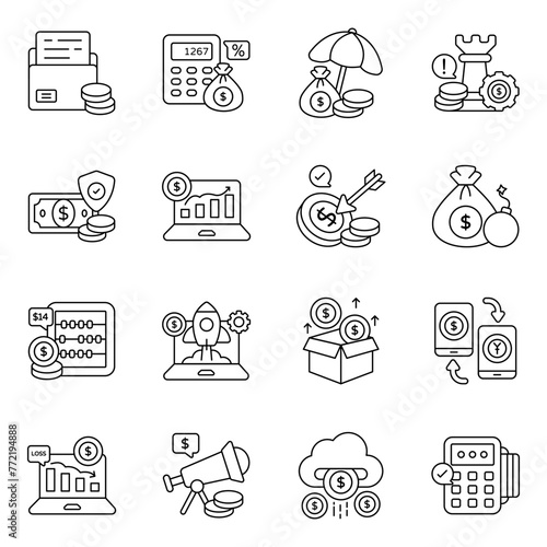 Set of Finance Linear Icons 

