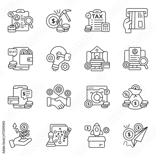 Set of Business and Finance Linear  Icons 

