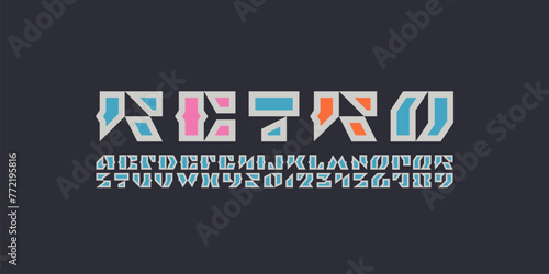 Alphabet art font, letters A-Z and numerals 0-9, vector illustration 10EPS