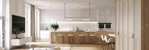 Modern Kitchen Design Featuring a Luxurious Island, Stylish Chairs, and Contemporary Decor for a Sophisticated Cooking Space