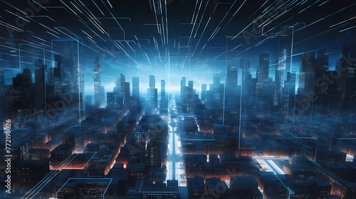 Cityscapes and glowing data
