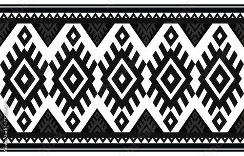 Navajo pattern geometric black and white pattern. Vector traditional ethnic pattern seamless pattern. Ethnic geometric black and white pattern use for textile, carpet, cushion, wallpaper, mural.