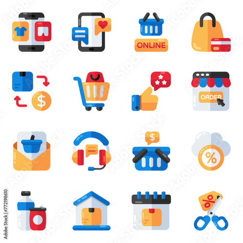 Set of Spending Flat Icons

