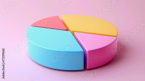 Simplistic Colorful Pie Chart on Pastel Pink Background