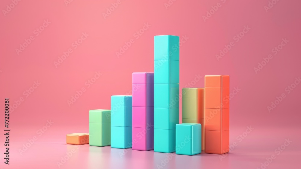 Stack of 3D Cubes in Pastel Colors with Graph Concept on Pink Background
Stack of 3D Cubes in Pastel Colors with Graph Concept on Pink Background