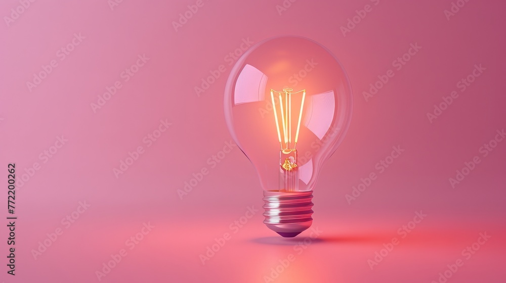 Glowing light bulb with pink tint on matching background minimalistic concept
Glowing light bulb with pink tint on matching background minimalistic concept