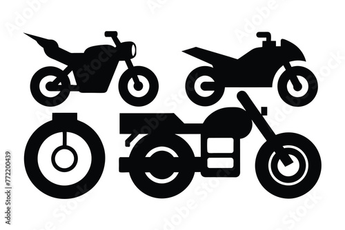 Motorcycle Type and Model Objects icons Set on white background