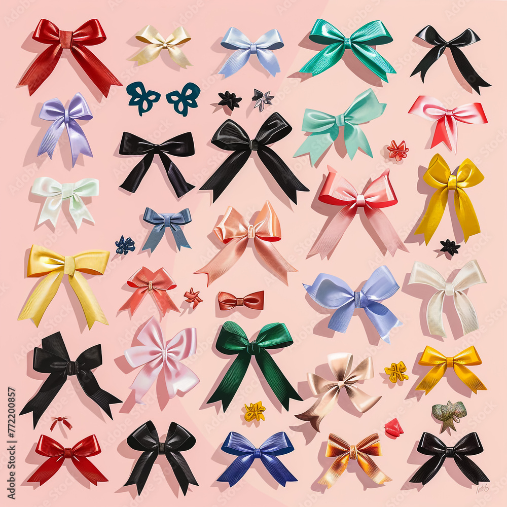 Set of beautiful colorful bows isolated on white
