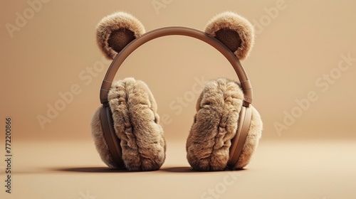 model of a pair of headphones designed to look like a bear with soft