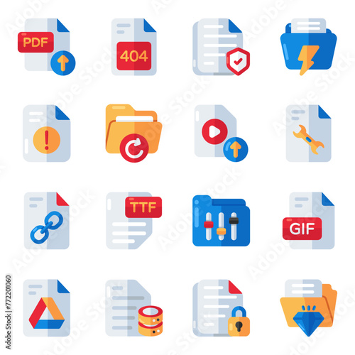 Set of Data Flat Icons

