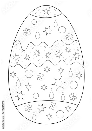 Vector childrens coloring book of a beautiful easter egg
