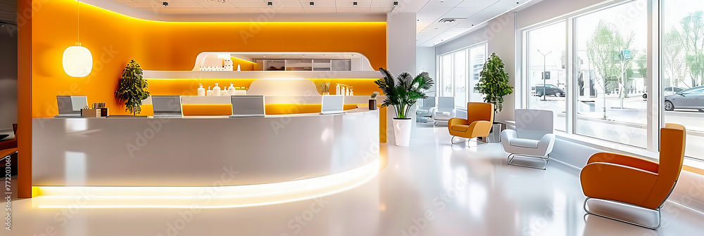 Modern Office Lobby with Sleek Design and Comfortable Seating ...