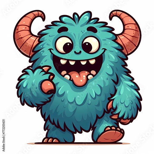 illustration of monster with horns and big teeth