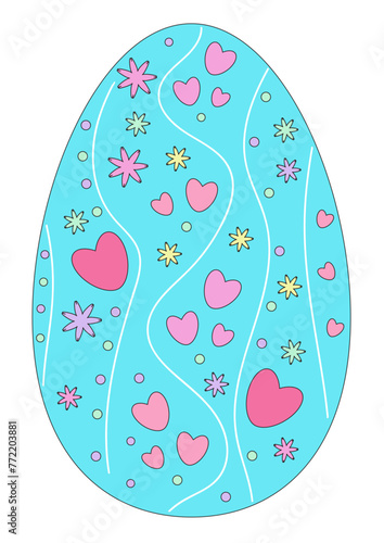Vector beautiful cute easter decorated blue egg 