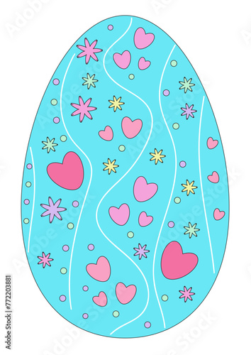 Vector beautiful cute easter decorated blue egg
