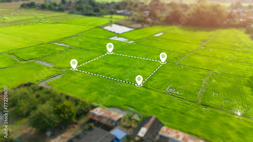 Canvastavla green land area aerial view management location by GPS position system